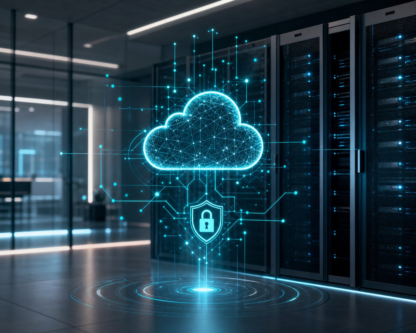 Secure cloud infrastructure visualization in a modern data center.